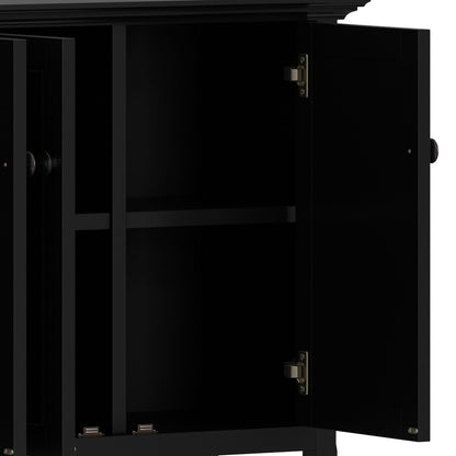 Amherst 4-Door Storage Cabinet black accent cabinet with interior shelf and metal hinges on Tampa Home & Garden Store