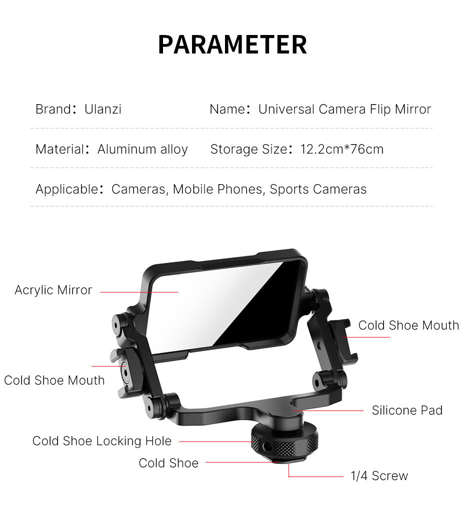 Ulanzi PT-14 phone selfie rig with acrylic mirror and cold shoe mounts on Tampa Home & Garden Store