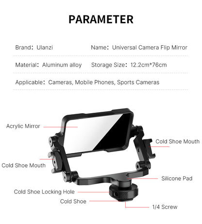 Ulanzi PT-14 phone selfie rig with acrylic mirror and cold shoe mounts on Tampa Home & Garden Store