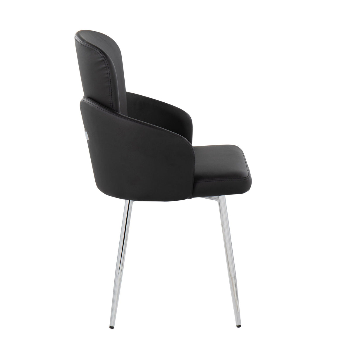 Contemporary dining chair set of 2 with black upholstered seats and chrome legs on Tampa Home & Garden Store