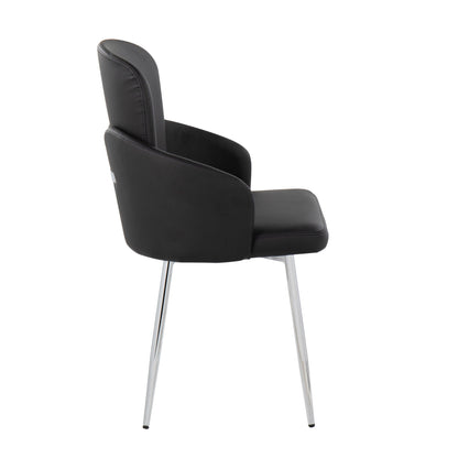 Contemporary dining chair set of 2 with black upholstered seats and chrome legs on Tampa Home & Garden Store