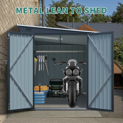 6x8ft Galvanized Steel Shed for Yard and Garden