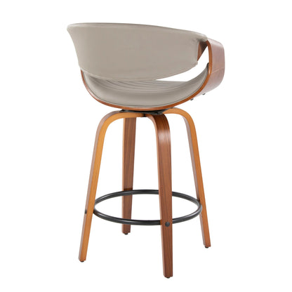 Counter Stool mid-century modern beige tufted upholstery with swivel wood frame on Tampa Home & Garden Store