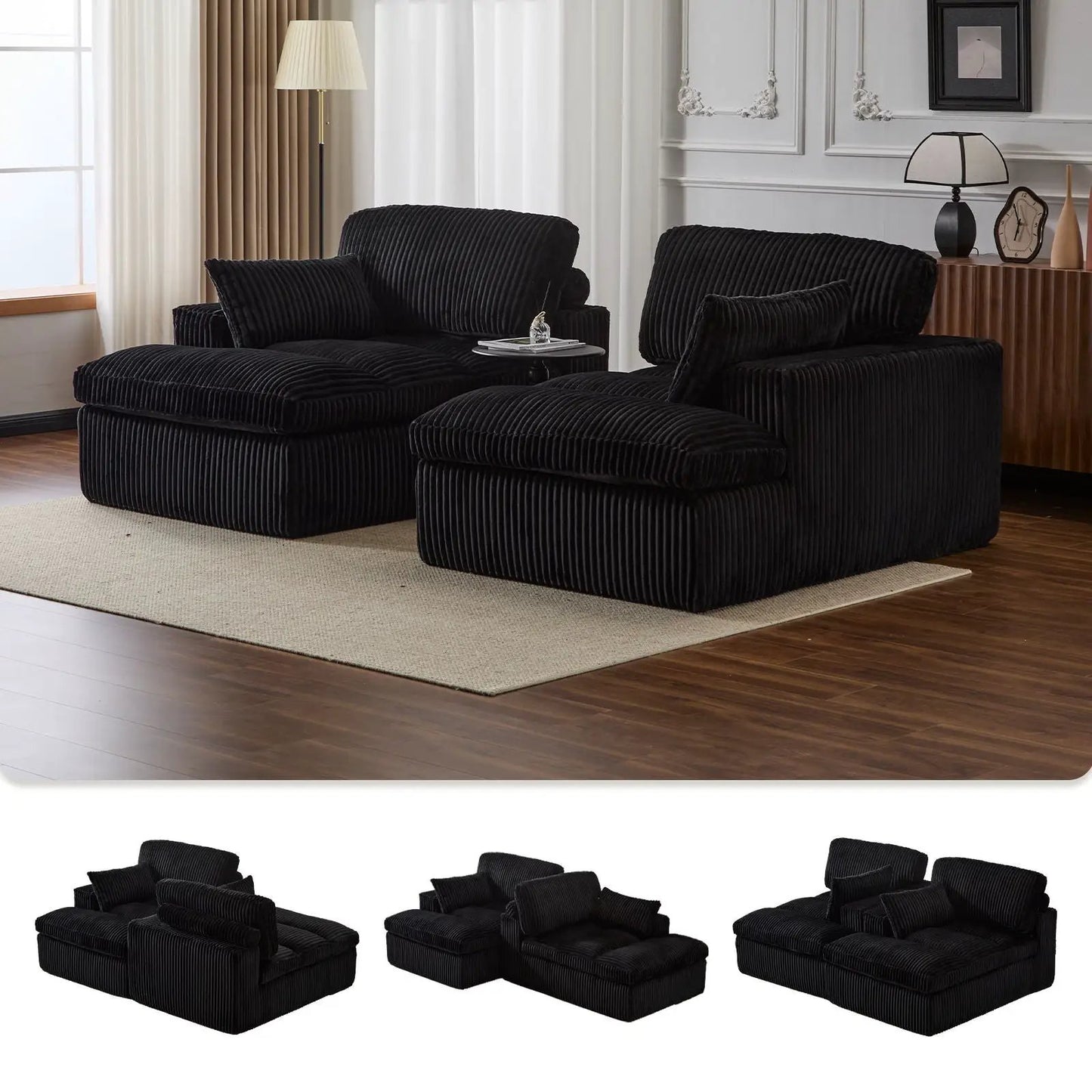 Oversized Double Chaise Lounge Chair Upholstered