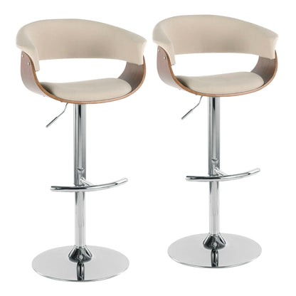 Mid Century Modern adjustable height barstool set with swivel beige upholstery, 2 stools on Tampa Home & Garden Store