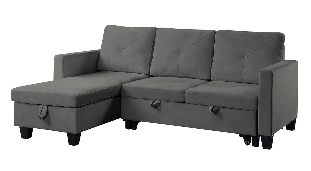Nova reversible sleeper sectional sofa with storage chaise in gray fabric by Unique Piece Furniture on Tampa Home & Garden Store