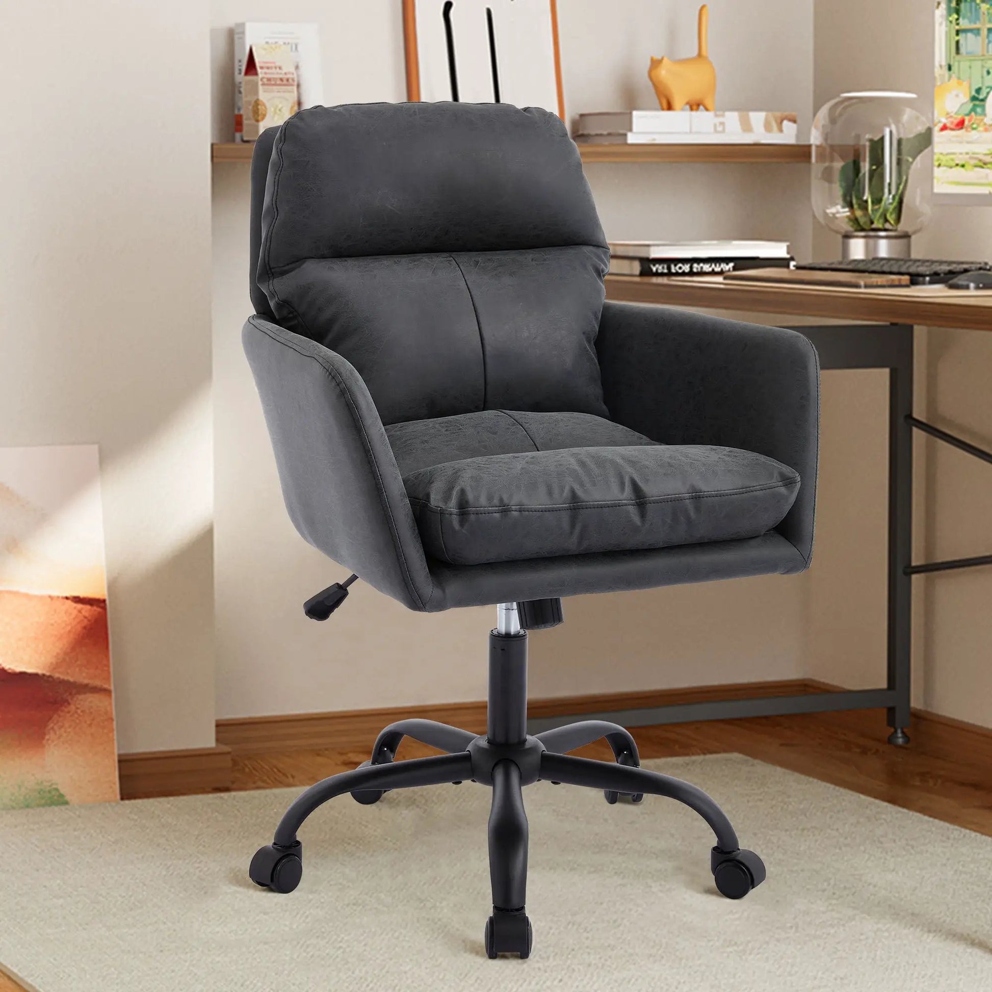 Swivel chair with adjustable height in dark gray upholstery, ergonomic design on Tampa Home & Garden Store