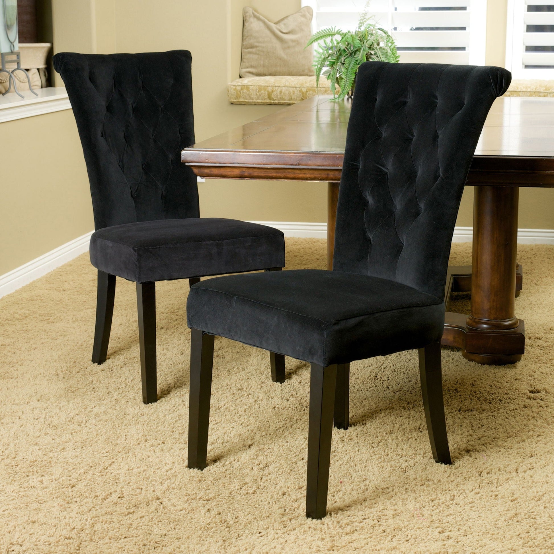 Charlotte Dining Chair Black fabric upholstery side chair Kitchen & Dining Room Chair on Tampa Home & Garden Store