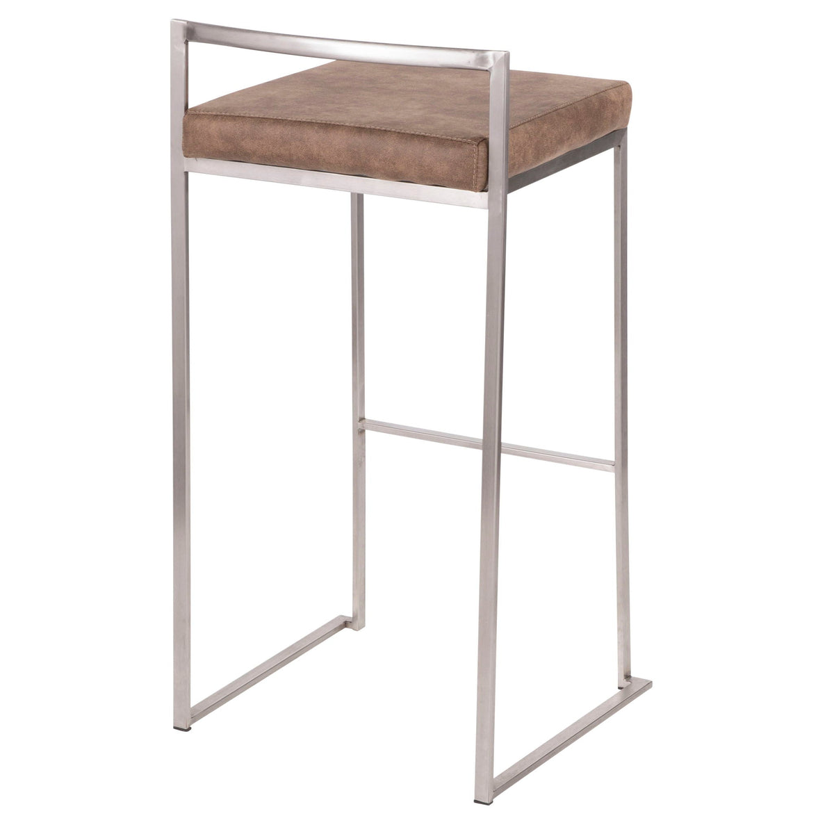 Contemporary stackable barstool set with padded brown seat and metal frame HouseOfZazla on Tampa Home & Garden Store