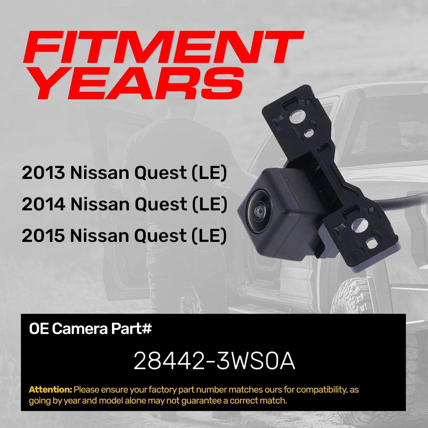 Backup camera for 2013-2015 Nissan Quest LE OEM replacement 28442-3WS0A Master Tailgaters on Tampa Home & Garden Store