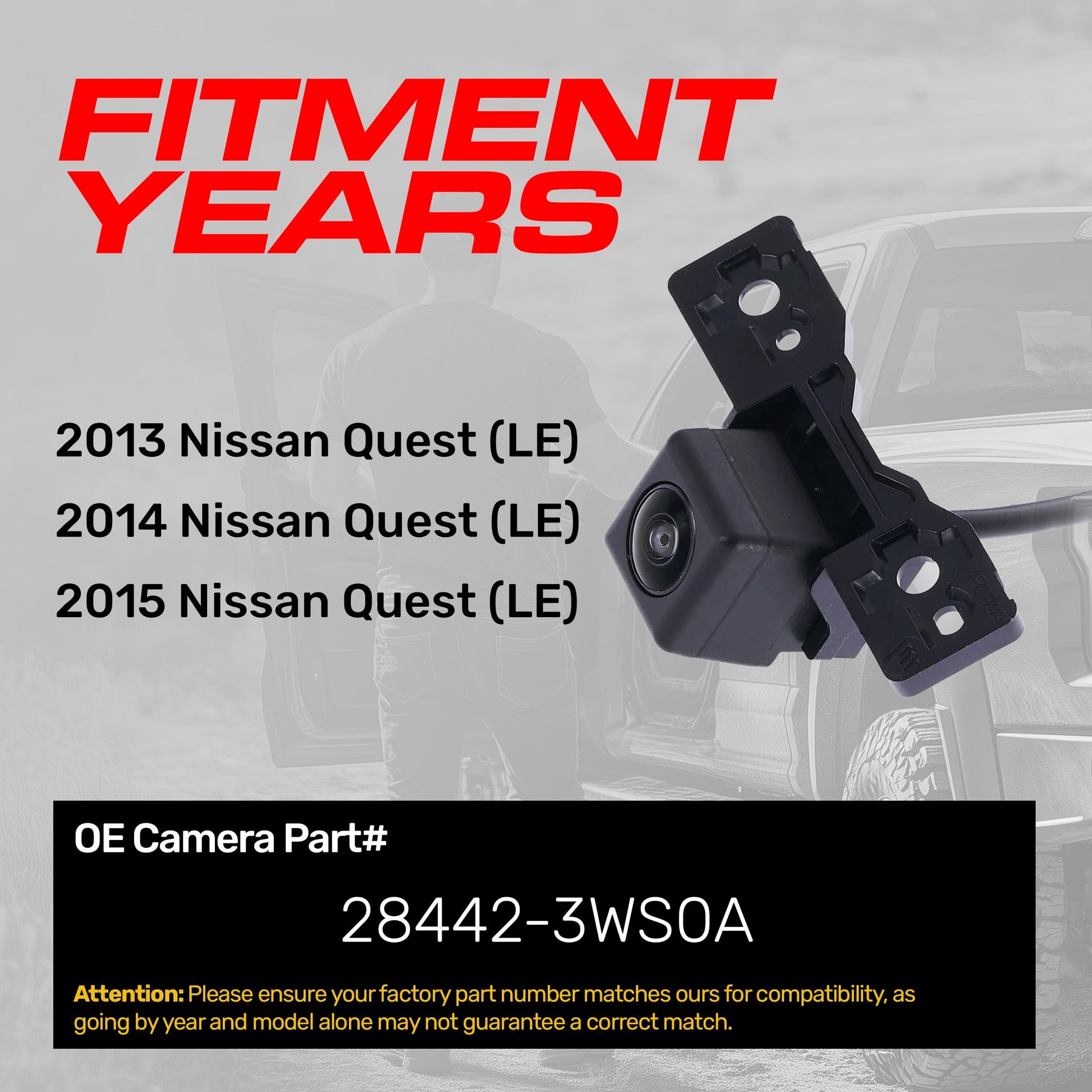 Backup camera for 2013-2015 Nissan Quest LE OEM replacement 28442-3WS0A Master Tailgaters on Tampa Home & Garden Store