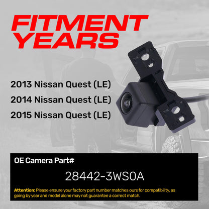 Backup camera for 2013-2015 Nissan Quest LE OEM replacement 28442-3WS0A Master Tailgaters on Tampa Home & Garden Store