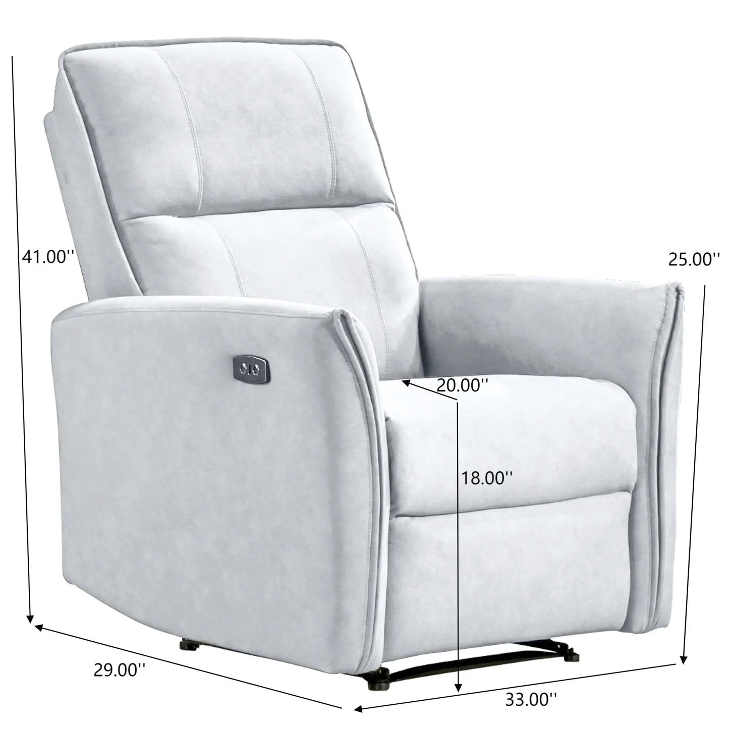 Asheville suede recliner chair, light gray upholstery, side lever, by Unique Piece Furniture on Tampa Home & Garden Store