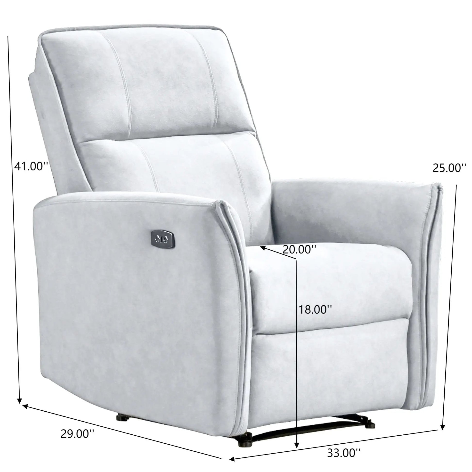 Asheville suede recliner chair, light gray upholstery, side lever, by Unique Piece Furniture on Tampa Home & Garden Store