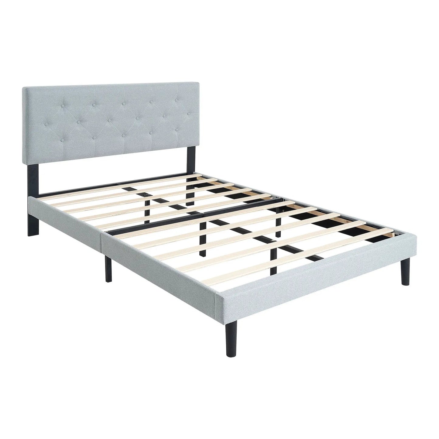 Modern Upholstered Platform Bed Tufted Headboard
