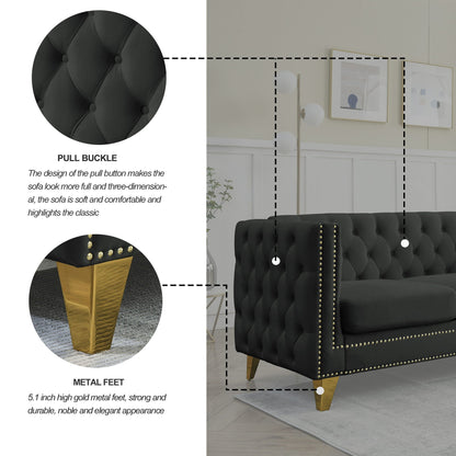 Modern Button Tufted Sofa With Nailhead Trim