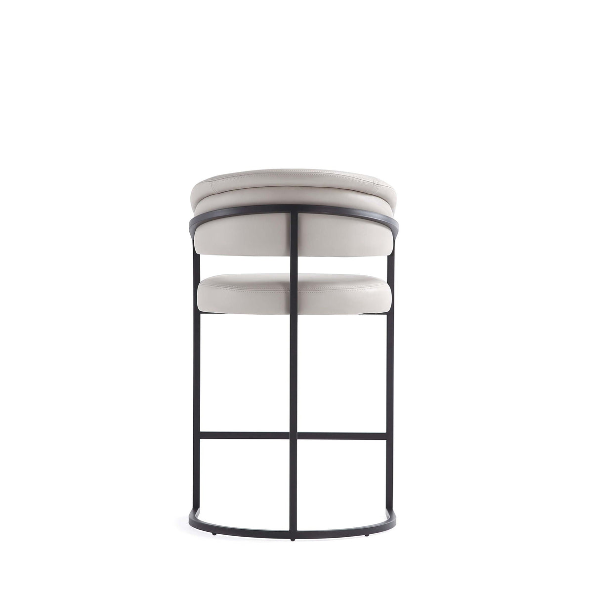 Augusta Counter Stool by HouseOfZazla, cream leather cushions on a black metal frame on Tampa Home & Garden Store