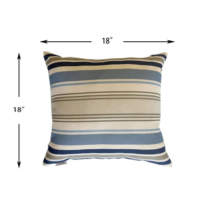 Outdoor pillows set of 2 by Unique Piece Furniture, striped beige blue gray, 18in wide on Tampa Home & Garden Store