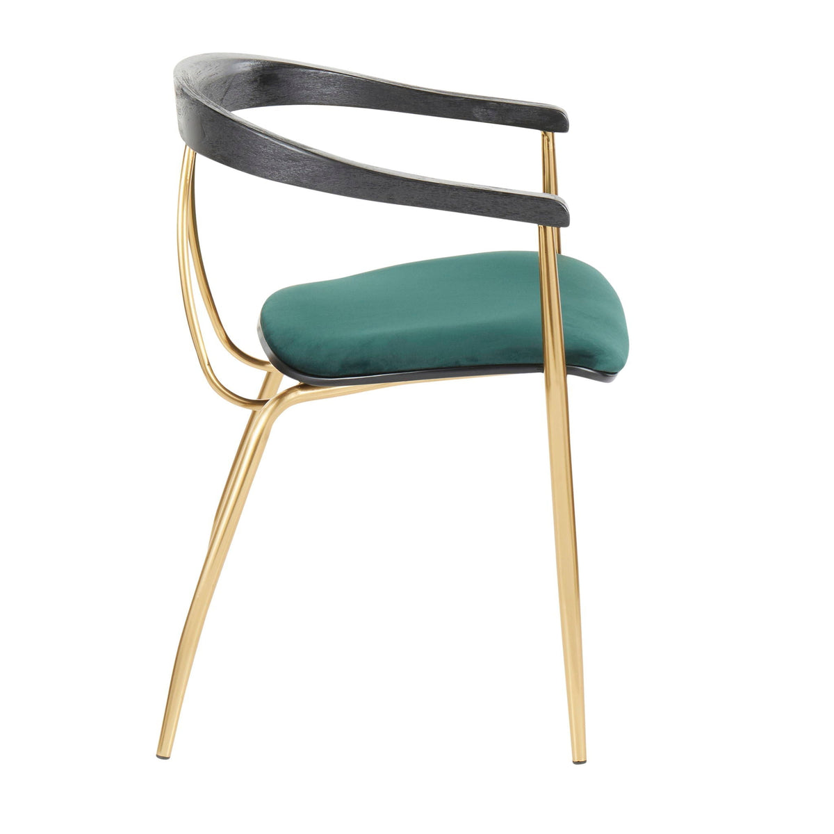 Vanessa contemporary chair set of 2 with green velvet seats and gold legs on Tampa Home & Garden Store