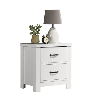 2 Drawer White Nightstand with Sleek Black Handles by HouseOfZazla on Tampa Home & Garden Store