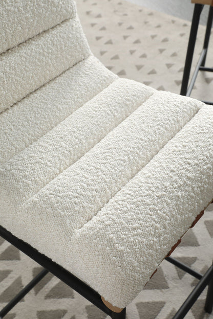 Lahni Boucle Counter Height Chair cream boucle fabric with black metal legs HouseOfZazla on Tampa Home & Garden Store