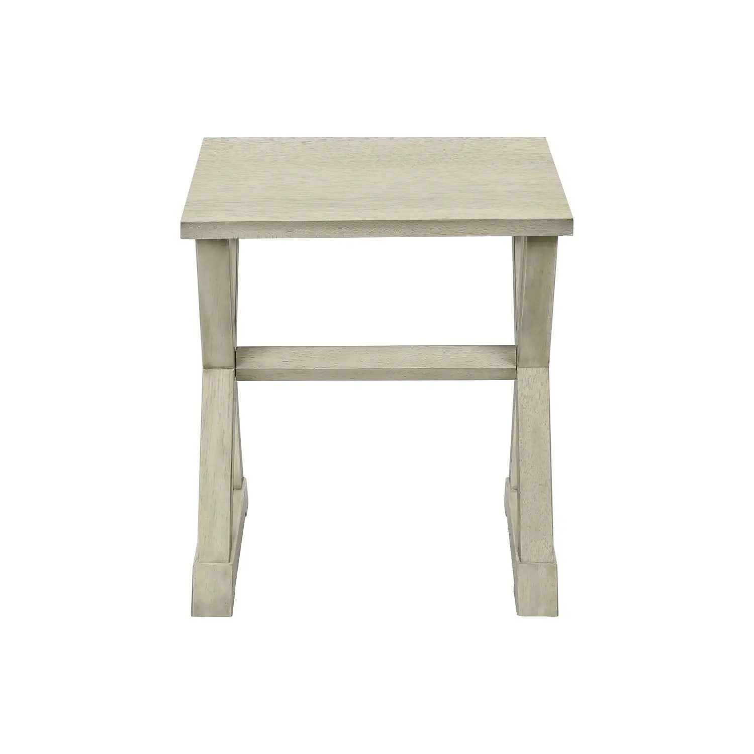Compact Accent End Table, square top, distressed light wood finish, transitional style on Tampa Home & Garden Store