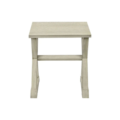 Compact Accent End Table, square top, distressed light wood finish, transitional style on Tampa Home & Garden Store