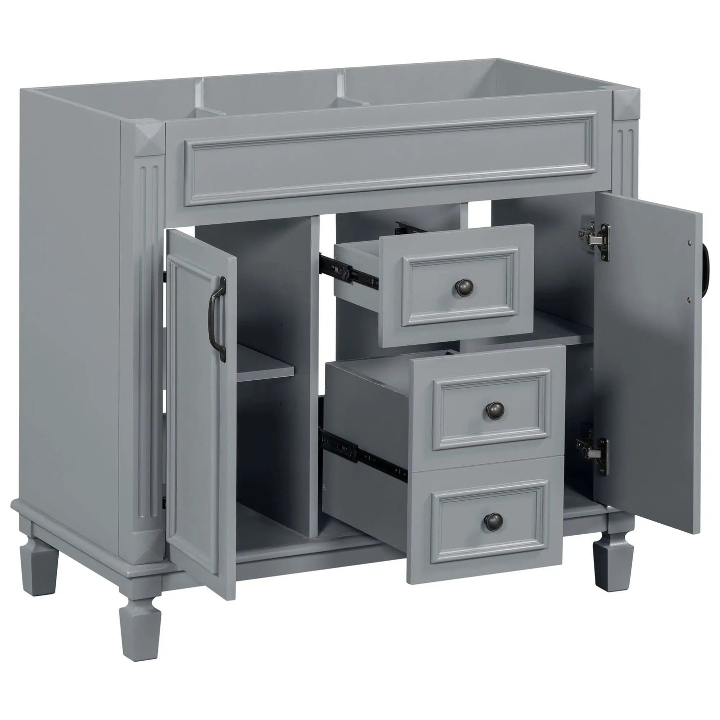 Bathroom vanity base with 2 soft-closing doors and 2 drawers gray finish Unique Piece Furniture on Tampa Home & Garden Store
