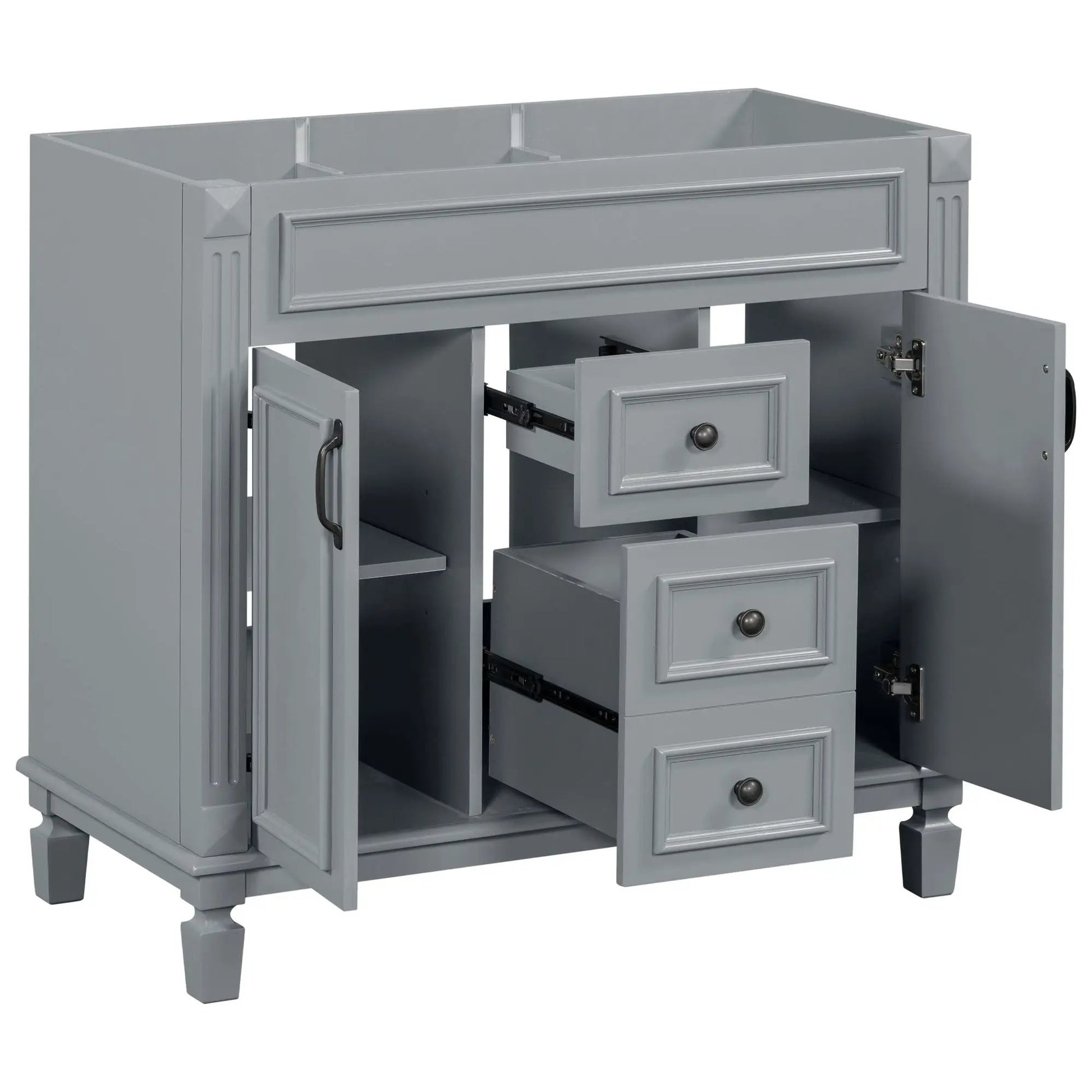 Bathroom vanity base with 2 soft-closing doors and 2 drawers gray finish Unique Piece Furniture on Tampa Home & Garden Store