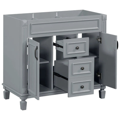 Bathroom vanity base with 2 soft-closing doors and 2 drawers gray finish Unique Piece Furniture on Tampa Home & Garden Store