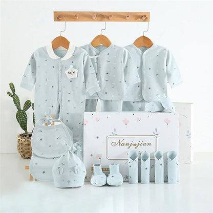 Newborn baby clothes gift box set in pale blue with star print includes bodysuits hats booties on Tampa Home & Garden Store