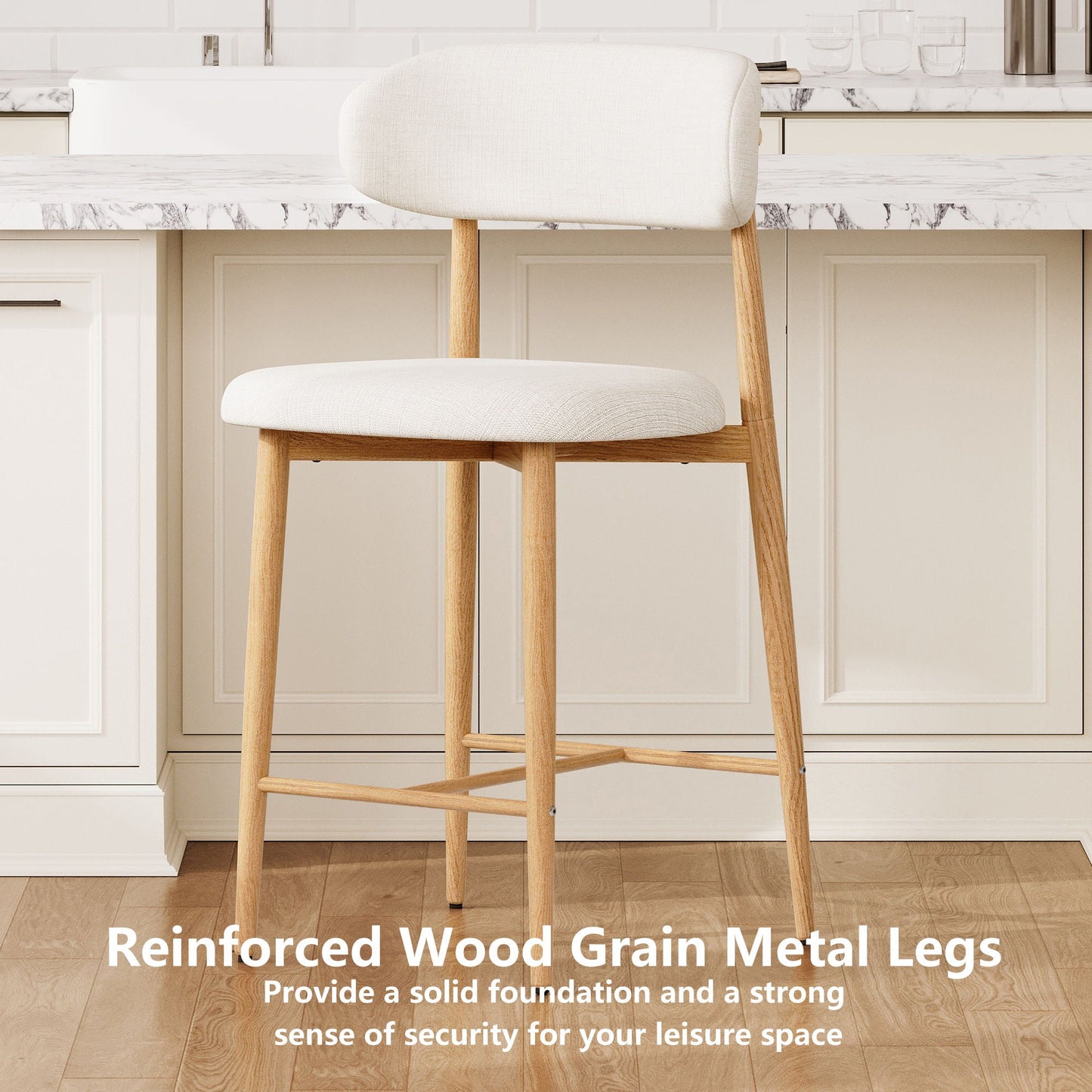 Set of Upholstered Counter Bar Stools for Kitchen