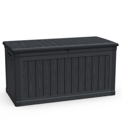 230 Gallon Large Outdoor Storage XXL Deck Box by HouseOfZazla charcoal woodgrain texture on Tampa Home & Garden Store
