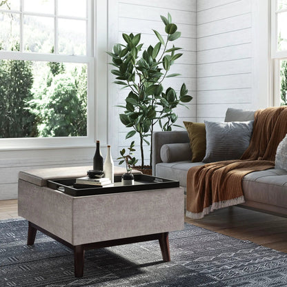 Owen Tray Top Small Coffee Table Storage Ottoman