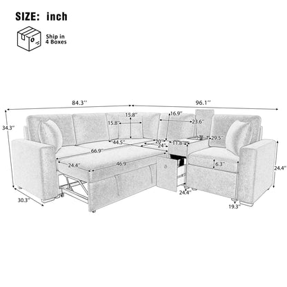 Modular L-shaped sofa bed by Unique Piece Furniture with sleeper, storage, and cup holders on Tampa Home & Garden Store