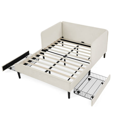 Upholstered Platform Sofa Bed with Drawers