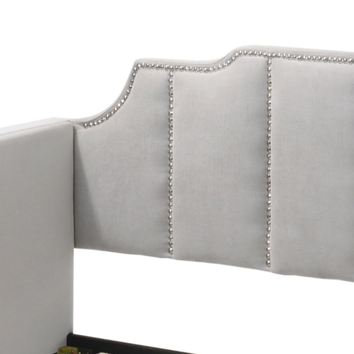 Peridot Twin Daybed with Trundle in Dove Gray upholstered with silver nailhead trim by HouseOfZazla on Tampa Home & Garden Store