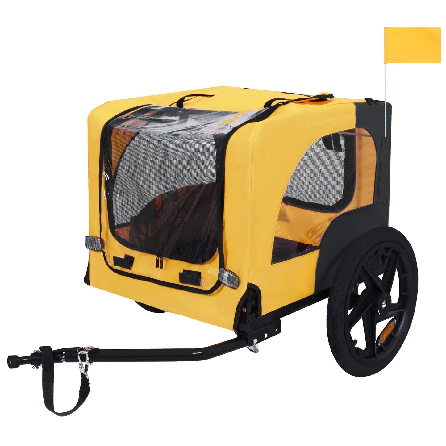 Pet bike trailer HouseOfZazla yellow for medium dogs up to 66 lbs with mesh windows on Tampa Home & Garden Store