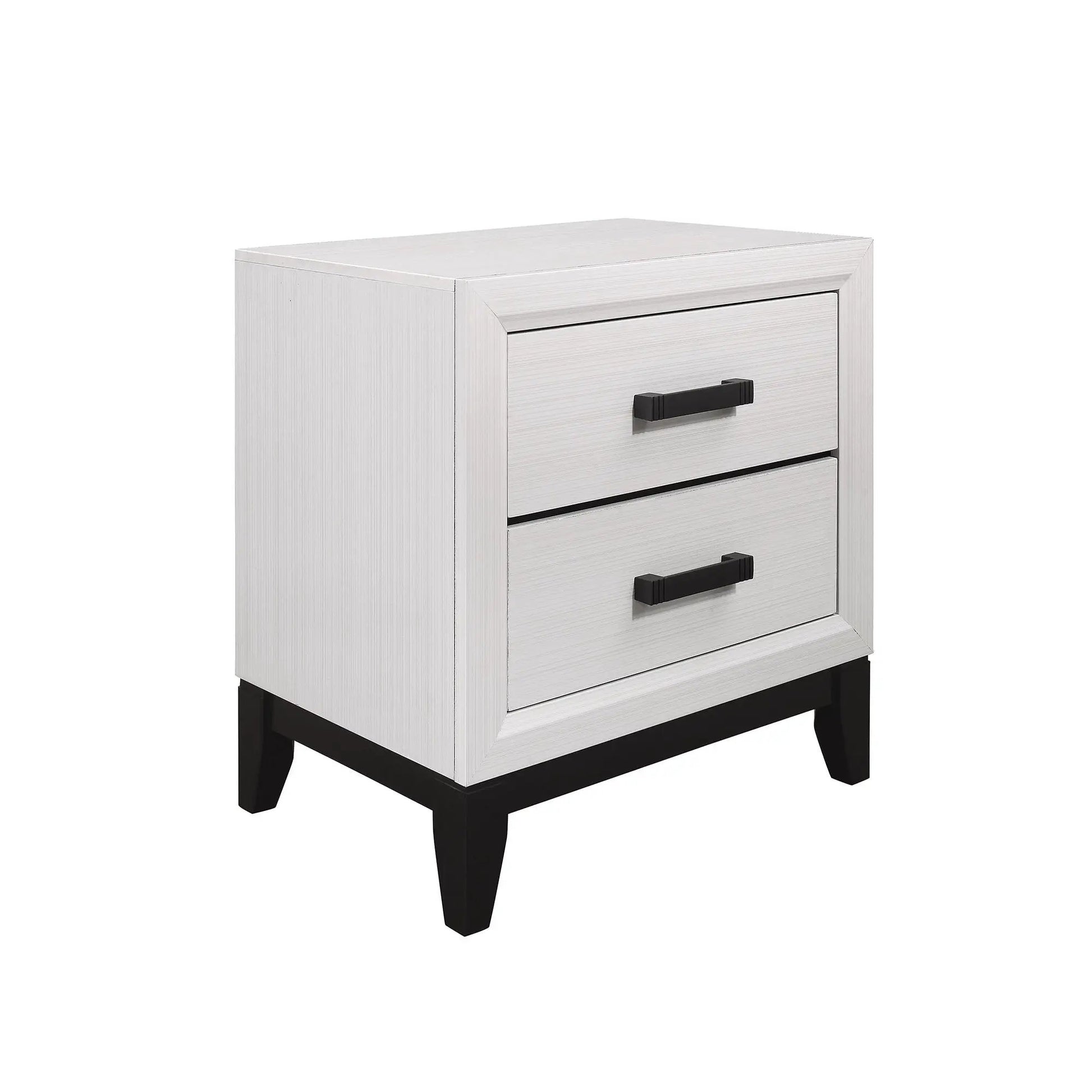 Mirage Nightstand by Unique Piece Furniture; whitewashed wood, black drawer handles on Tampa Home & Garden Store