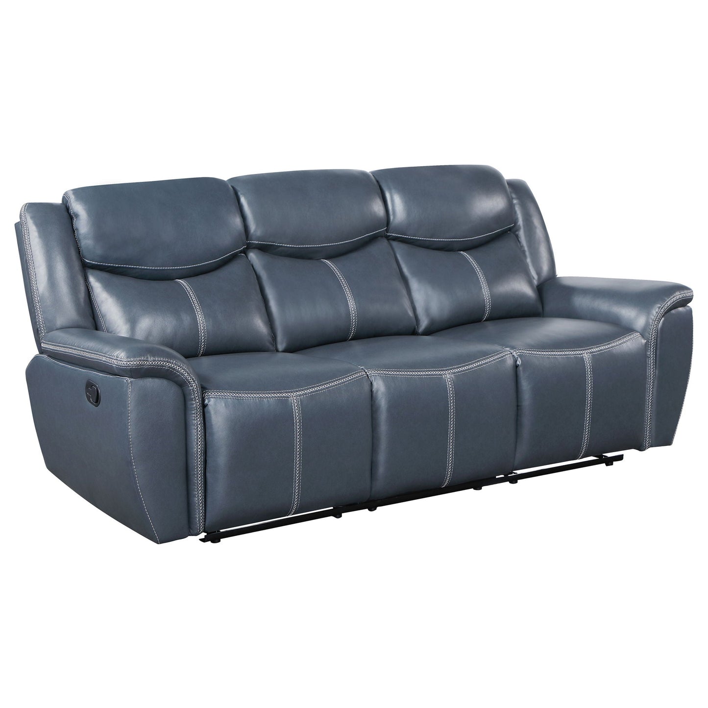 Blue Motion Reclining Sofa And Center Console