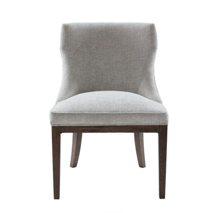 Gray dining chair with mist gray fabric and dark wood legs on Tampa Home & Garden Store