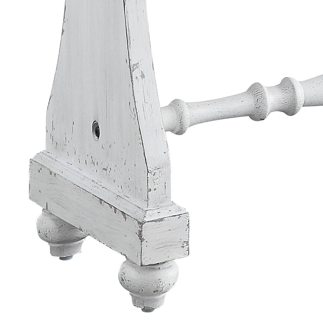 Carminda Console Table antique white distressed wood with turned feet HouseOfZazla on Tampa Home & Garden Store