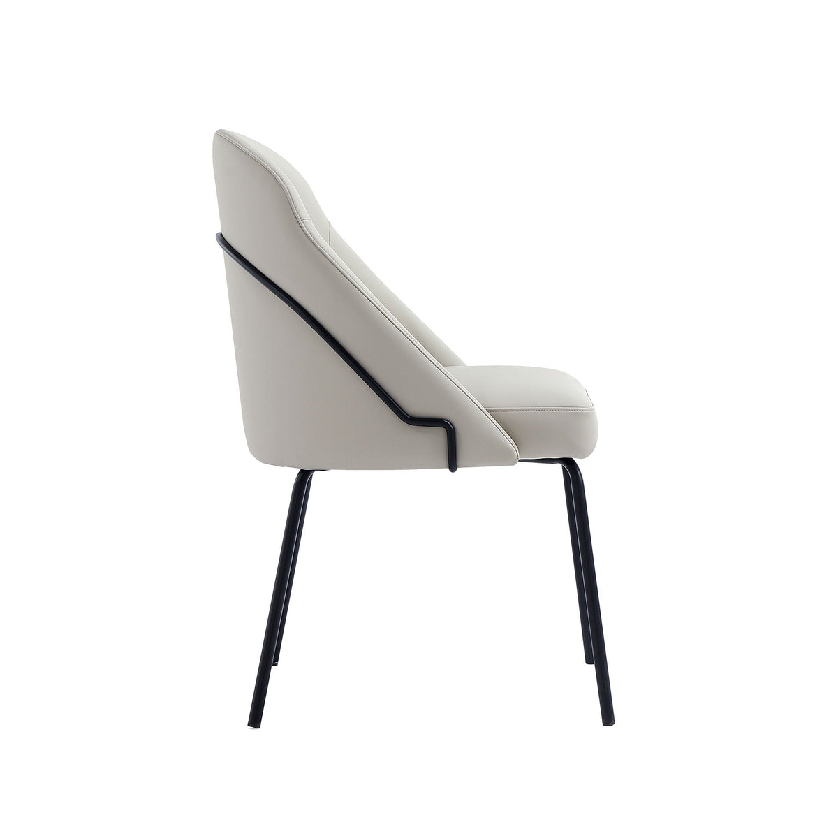 Modern vegan upholstered side chair beige with black metal legs on Tampa Home & Garden Store