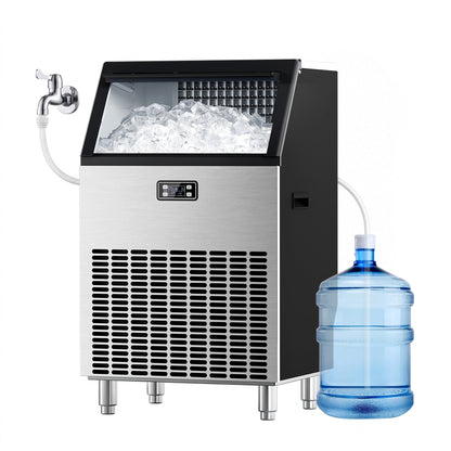 Kismile 265 Lbs Freestanding Ice Maker stainless steel cabinet with ice cubes visible on Tampa Home & Garden Store