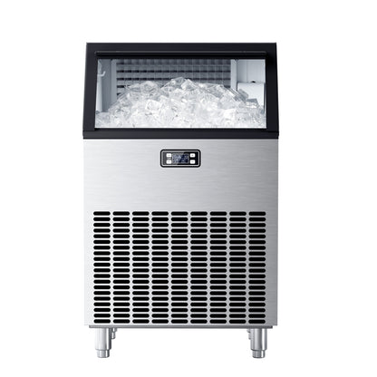 Kismile 265 Lb freestanding ice maker, stainless steel, ice cubes visible on Tampa Home & Garden Store