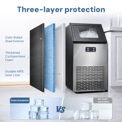 Kismile 265 Lbs Freestanding Commercial Ice Maker with stainless steel exterior on Tampa Home & Garden Store