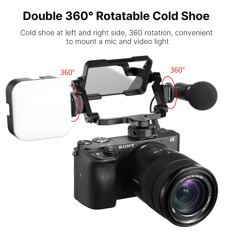 Ulanzi PT-14 SLR selfie vlog rig with 360 rotatable cold shoe mounts for mic and light on camera on Tampa Home & Garden Store