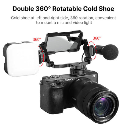 Ulanzi PT-14 SLR selfie vlog rig with 360 rotatable cold shoe mounts for mic and light on camera on Tampa Home & Garden Store