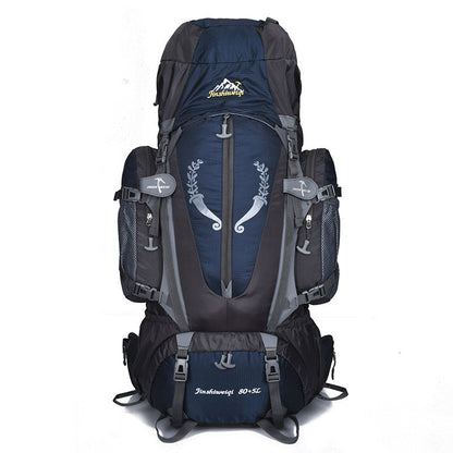 80–85L outdoor hiking backpack in navy blue with black panels and multiple pockets on Tampa Home & Garden Store