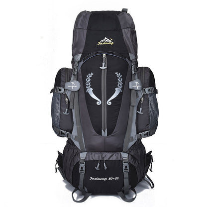 Professional mountaineering backpack 80L/85L in black-gray with zipper and side pockets on Tampa Home & Garden Store
